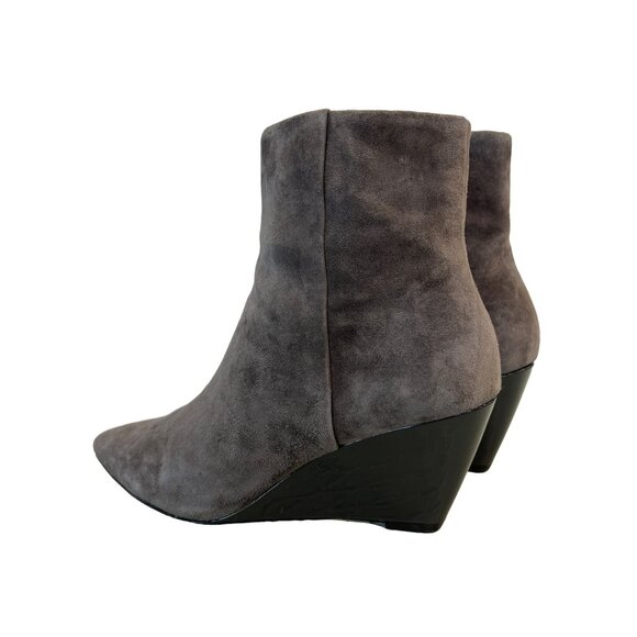Donald J Pliner Jae Wedge Ankle Bootie Womens 6 Gray Almond Toe Bohemian Hippie - Picture 2 of 9